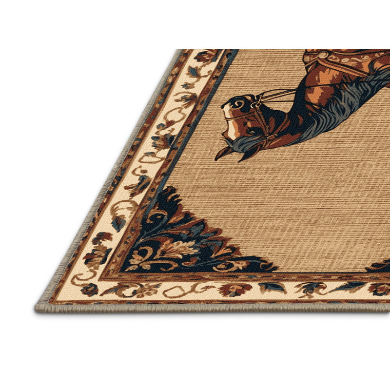 Machine Washable Transportation Brown Area Rug, Round 3'