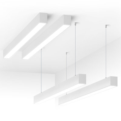 Barrina 4ft Led Linear Light 5568-0-10v Series, 2nd-generation (dimmer Not Included), Dimmable 45w 4500lm Seamless Connection, 3000k-6000k Color Changing, Linkable Office Lighting, White, 4 Packs