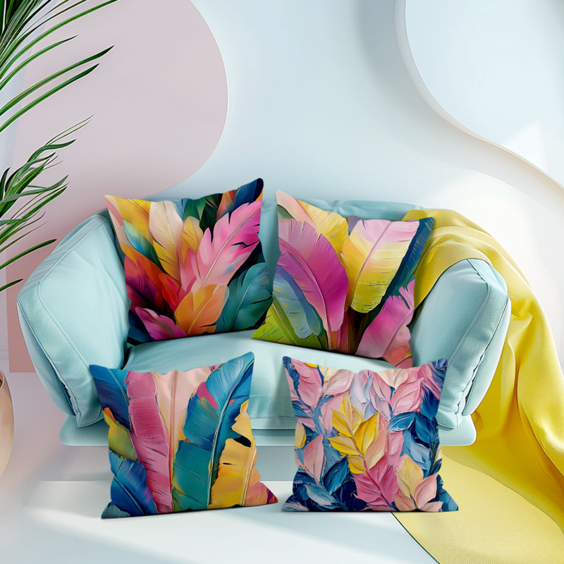 4 Pcs Leaves Pattern Decorative Pillow Covers