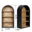 4 tablettes de rangement arquées noires, hauteur de 43 po, apparence élégante, construction stable, convient à la grande bibliothèque de décoration intérieure, rangement, design élégant, basculement, pièce décorative polyvalente