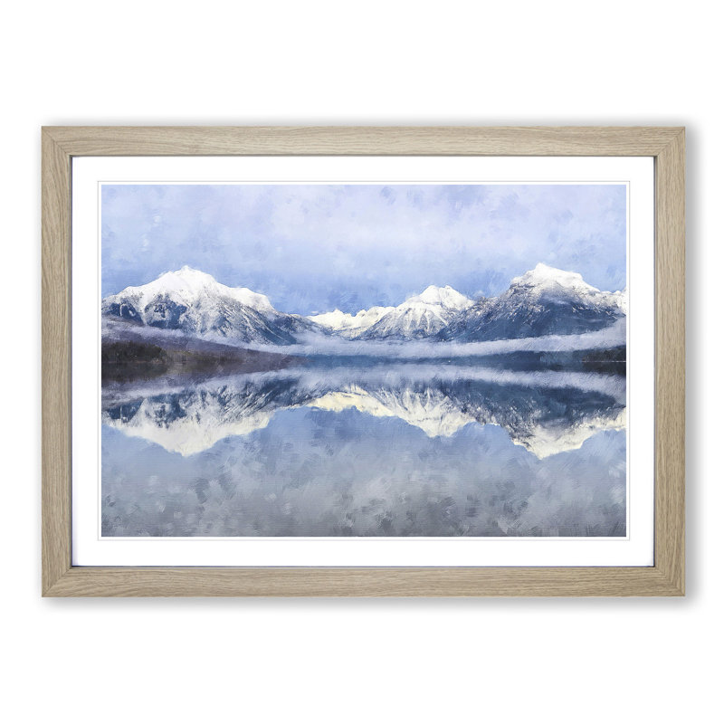 Lake Mcdonald in Montana - Picture Frame Painting Print, Oak Framed, 33cm H x 45cm W x 2cm D