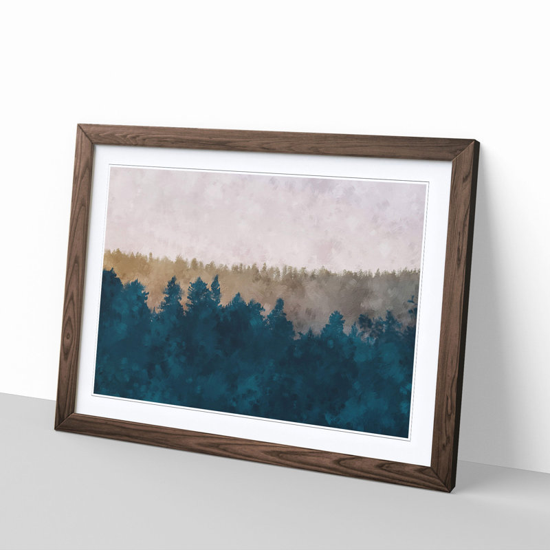 The Forest at Sunset - Picture Frame Painting Print, 62cm H x 87cm W x 2cm D, Walnut Framed
