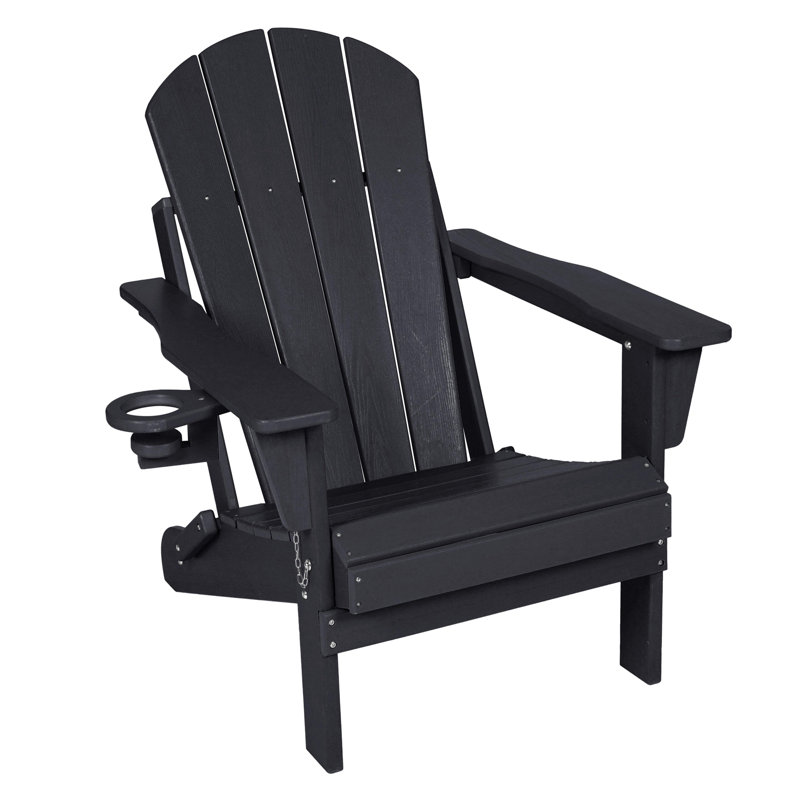 Chaise Adirondack pliante avec table d'appoint, Noir