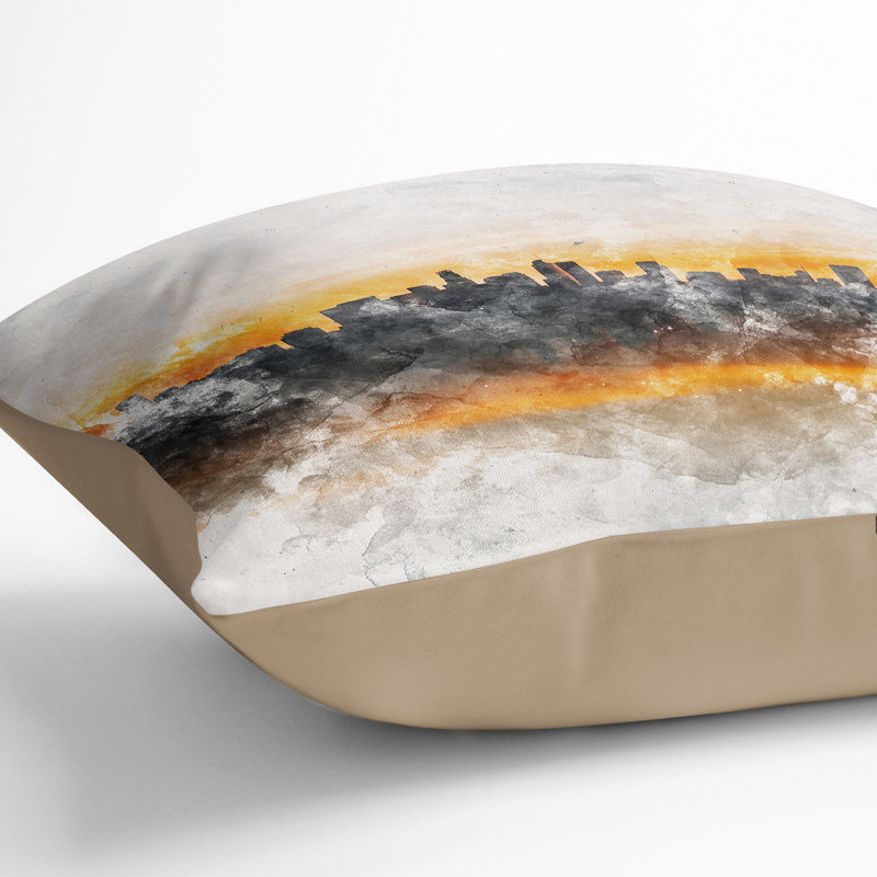 Sunrise over Los Angeles Skyline Cushion with Filling, 55cm H x 55cm W x 20cm D, Stone