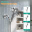 Pommeau de douche à main haute pression avec filtre, 5 jets, 2 filtres supplémentaires, support et boyau de douche de 150 cm, chromé-134439540