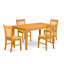Ensemble de table de cuisine 5 pièces pour 4 personnes comprenant une table rectangulaire et 4 chaises de salle à manger, 36 x 60 pouces, chêne-948418489-999730721