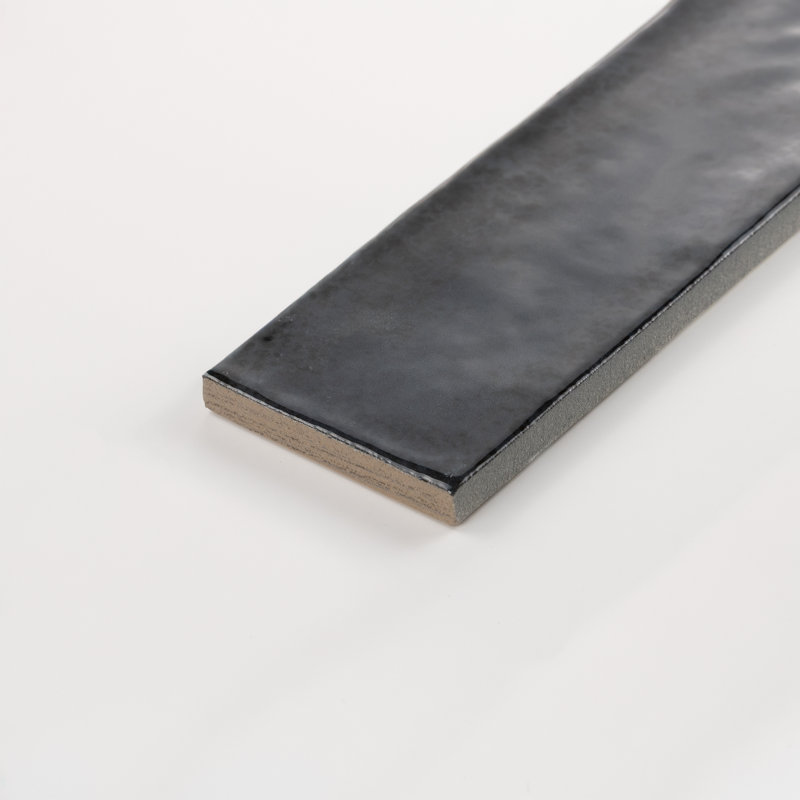 Carreau en porcelaine brillante 2,5 po x 9,5 po Metallica, Noir