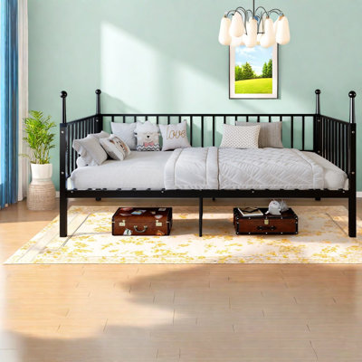 Lits compacts avec rangement, structure en métal noir, chambre à coucher compacte moderne