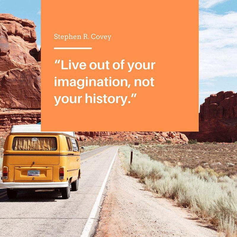 Art sur toile tendue par Trinx ArtsyQuotes, titre: Stephen R. Covey Citation: Imagination, H 15 po x l 15 po