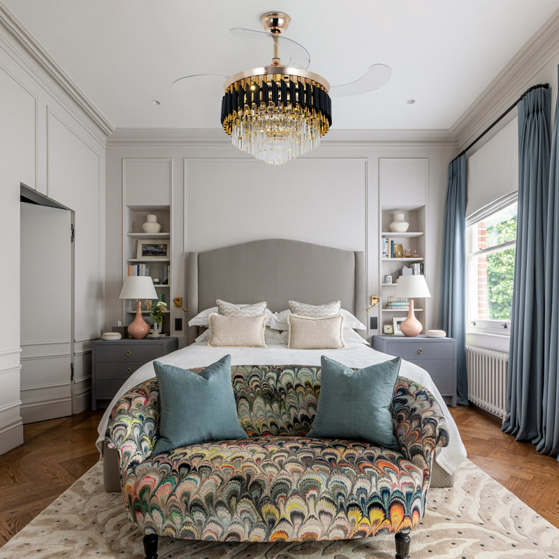 Ventilateur de plafond moderne en cristal de 42 po avec ensemble d'éclairage et télécommande 