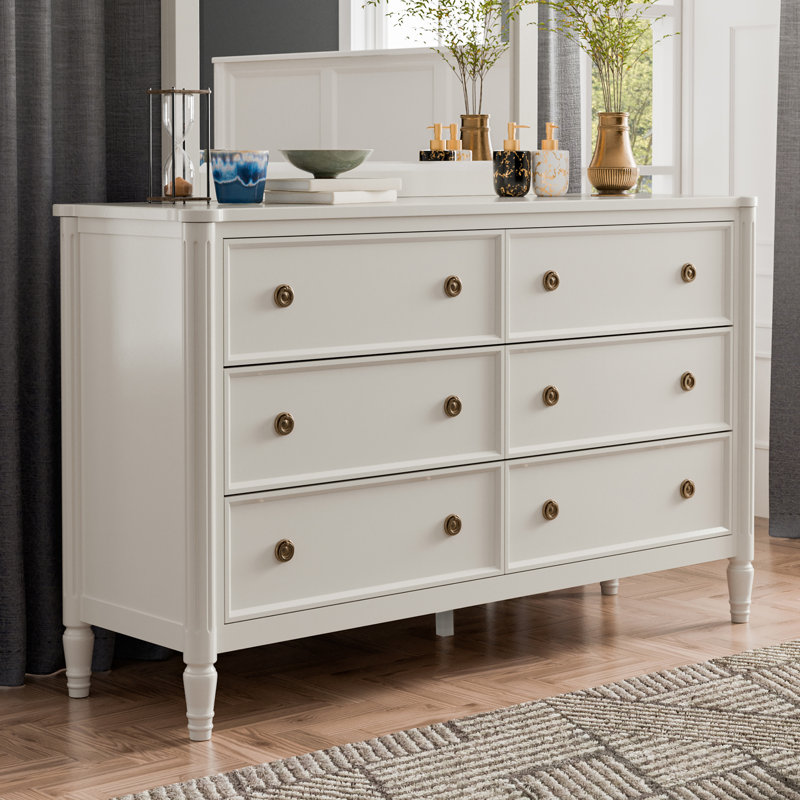 Commode 6 tiroirs Vinesha, Blanc