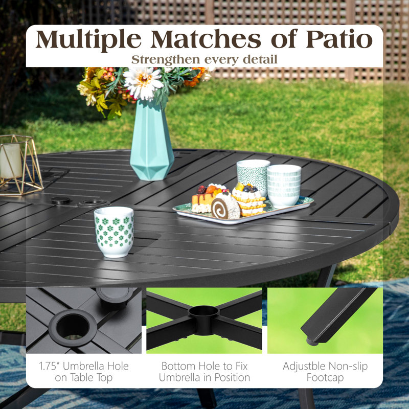 Aromola 4-Person Round Patio Dining Set with Swivel Chairs