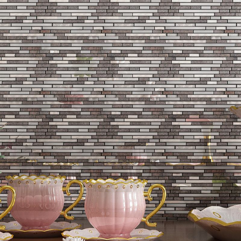 Carreau de mosaïque linéaire en marbre / métal 0,62 "x 3"