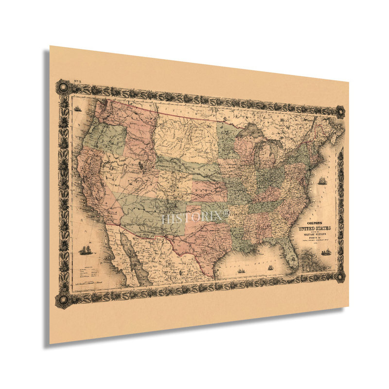 Carte militaire des États-Unis en 1861, H 24 po x l 36 po
