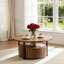 Walnut Round Coffee Table 33.07", MDF Storage Table With Drawer For Lounge Home Office Studio-278779028