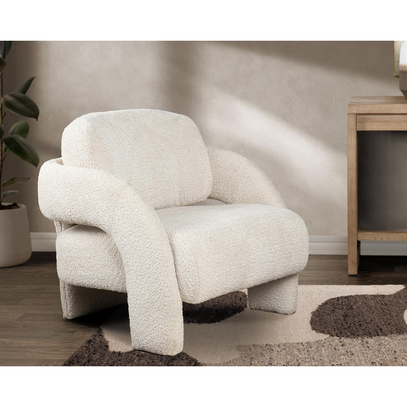 Salino Upholstered Fabric Lounge Accent Chair, Natural Polyester