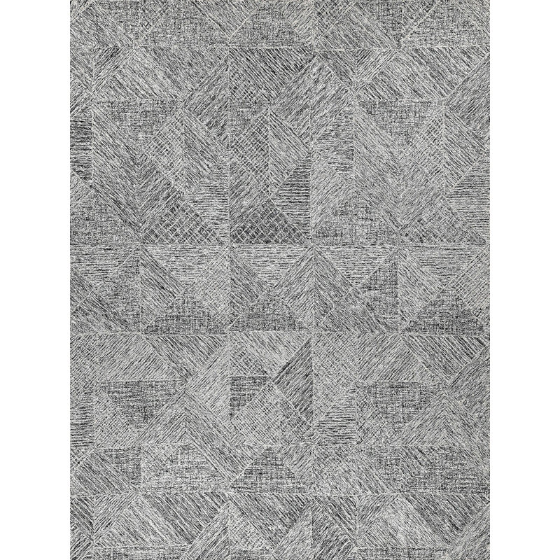 Caprice Geometric Handmade Tufted Area Rug, Rectangle 10' x 14', Gray
