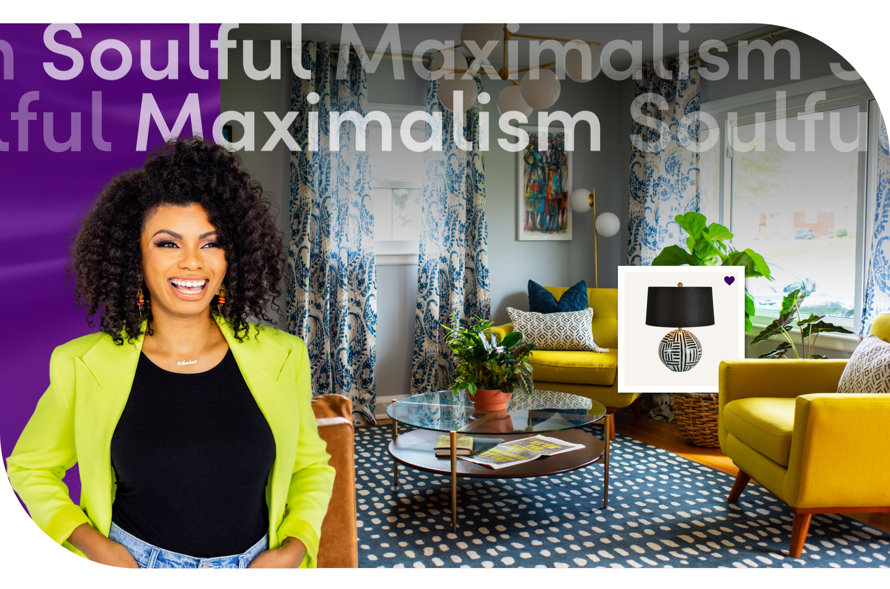"Soulful Maximalism with Amber Guyton 
The Blessed Little Bungalow designer embraces statement silhouettes, soft geometrics, and generous pops of color.
Shop Amber’s Selection"
