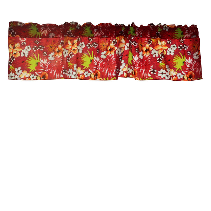 Cantonnière à motif tropical hawaïen, L 18 po x L 58 po, Rouge