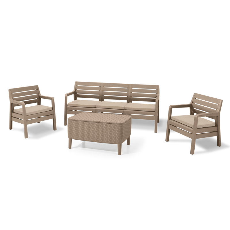 Delano 5 - Person Seating Group with Cushions,  Cappuccino, Beige