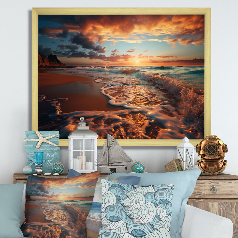Golden Sands A Mesmerizing VI - Landscapes Wall Decor, H 24 po x l 32 po x P 1 po, Encadrement doré