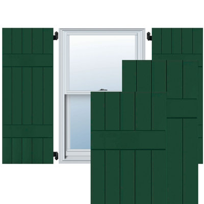 Series # 5 Exterior Real Wood Sapele Board-N-Batten Shutters Pair