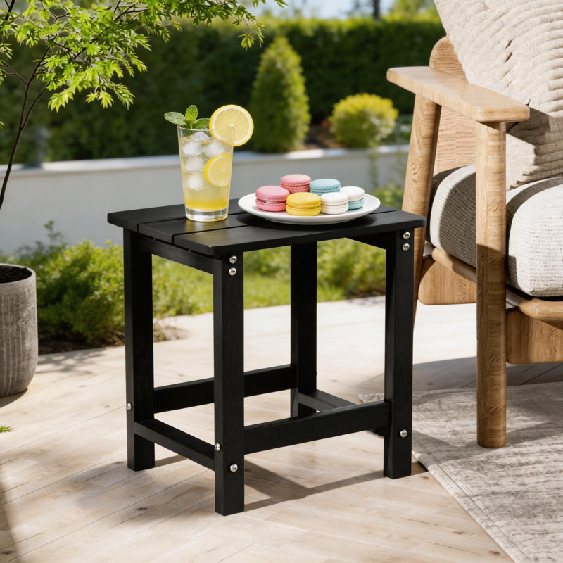 Outdoor Side Table Adirondack Tables Weather Resistant Patio Table Plastic Outdoor End Tables（Set Of Two）, Black