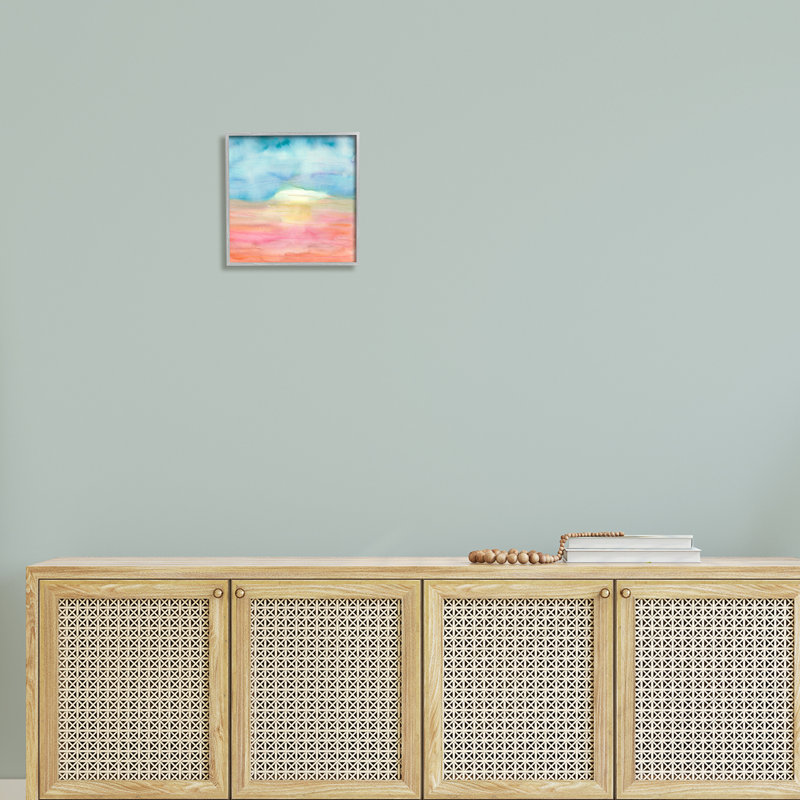 Abstrait aquarelle paysage soleil, H 12 po x l 12 po x P 1,5 po, Estampe numérique Farmhouse