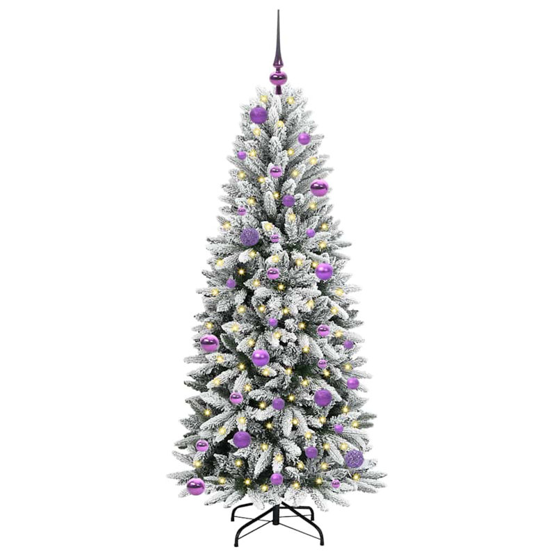 Artificial Christmas Tree with 150 LEDs White, 4.92' H, Purple