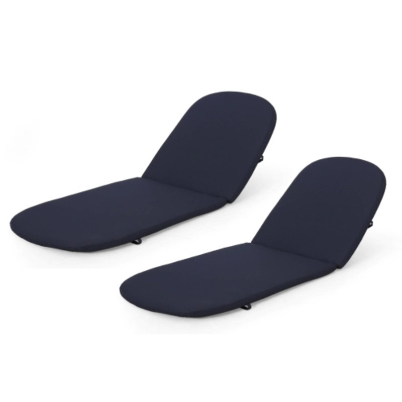 2Pc Navy Blue Chaise Lounge Cushion Set, 2, Navy