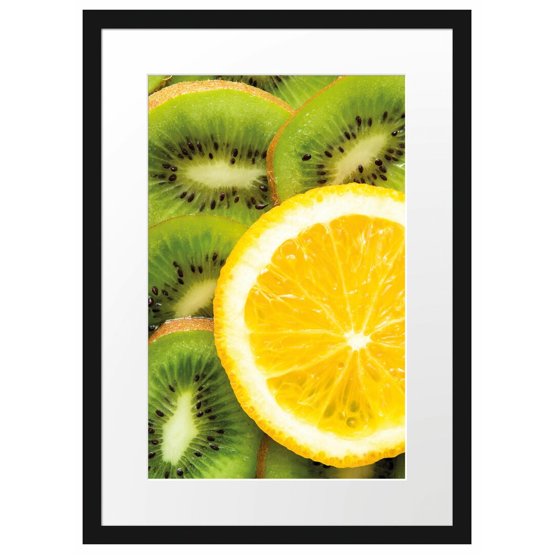 Gerahmtes Poster Orange und Kiwi Scheiben