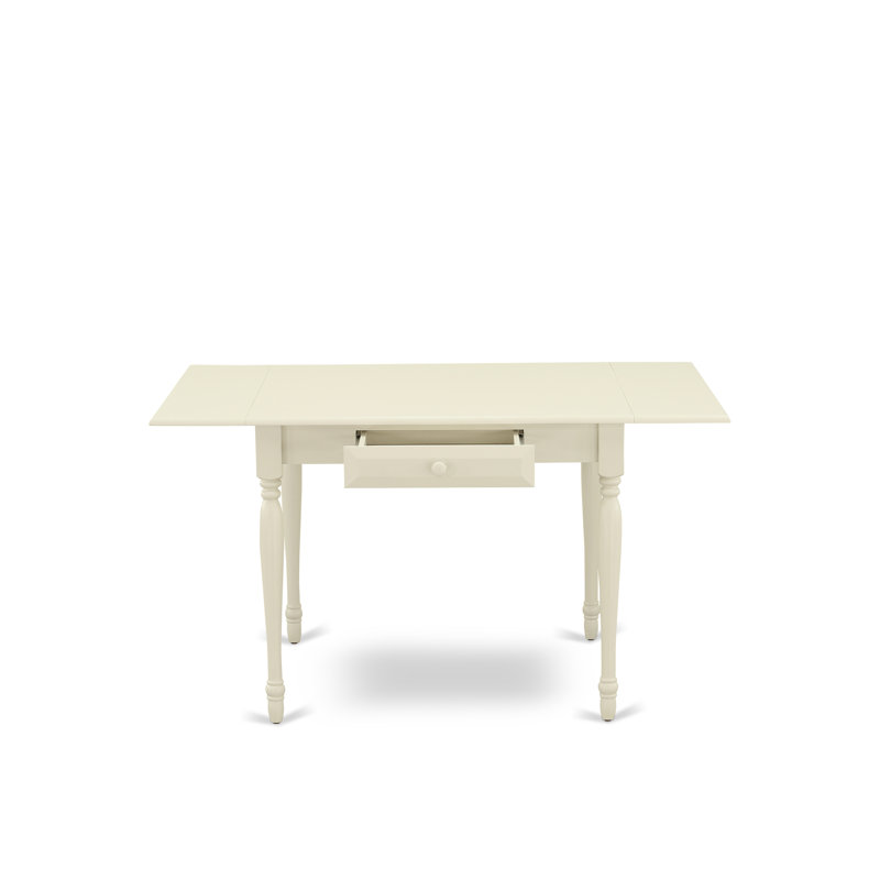 Cet ensemble de salle à manger 5 pièces comprend une table de salle à manger rectangulaire avec Dropleaf et 4 chaises Parson rembourrées en lin crème, blanc lin