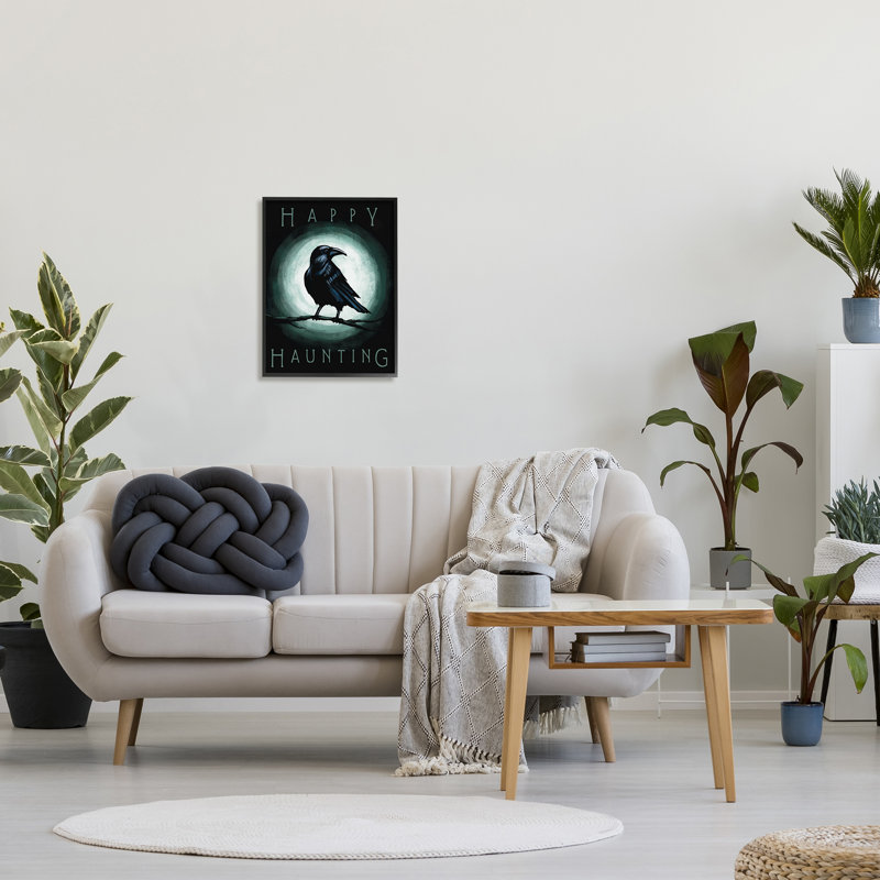 Happy Hauntings - Peinture, H 20 po x l 16 po x P 1,5 po, Giclée encadrée noir minuit
