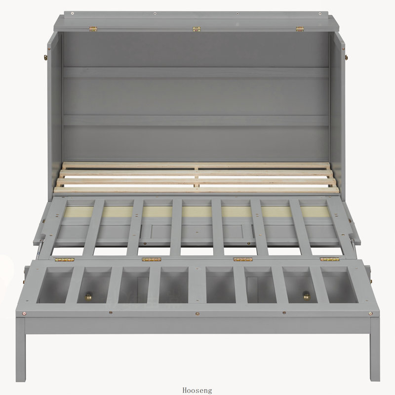 Lit escamotable double avec grands tiroirs, gris, Grey
