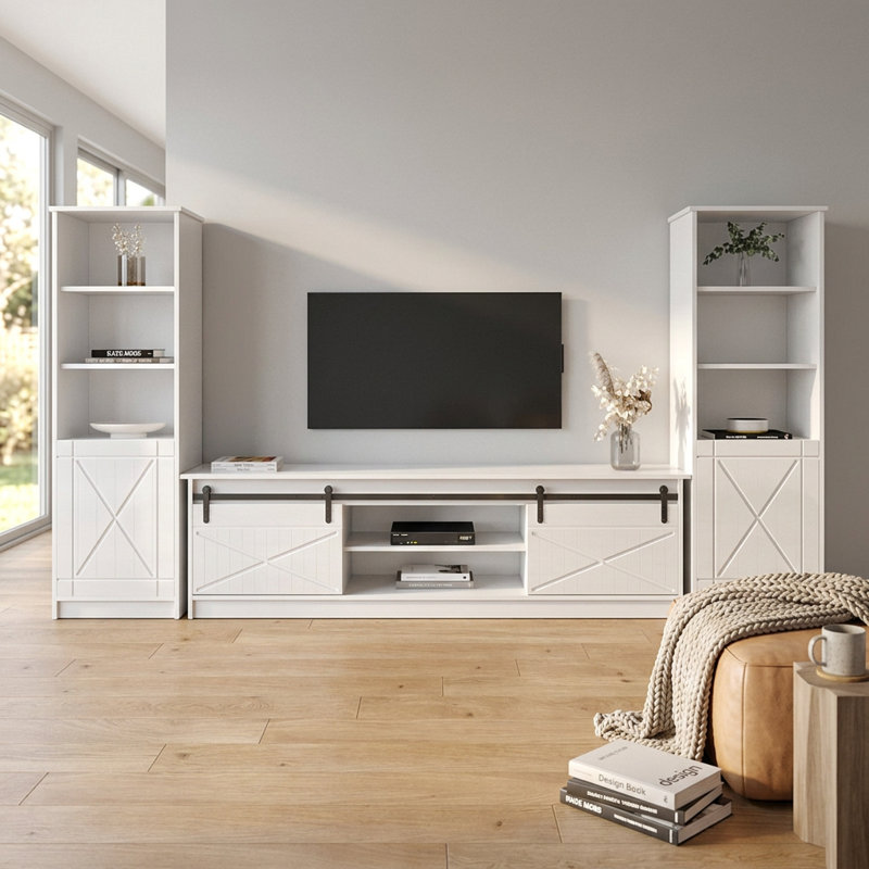 Meuble audio-vidéo moderne 120,5 po Fiorenze, Blanc
