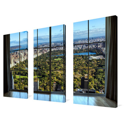 «New York Central Park I Window», ensemble de 3 reproductions de photos sur toiles tendues