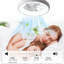 Ventilateur de chambre à coucher 19 po blanc mat avec télécommande, à intensité variable, 7 pales, moteur CC réversible, avec lumière DEL