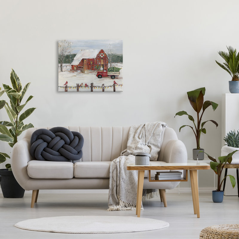 «Holiday Barn Winter Scene» sur toile, H 24 po x l 30 po x P 1,5 po