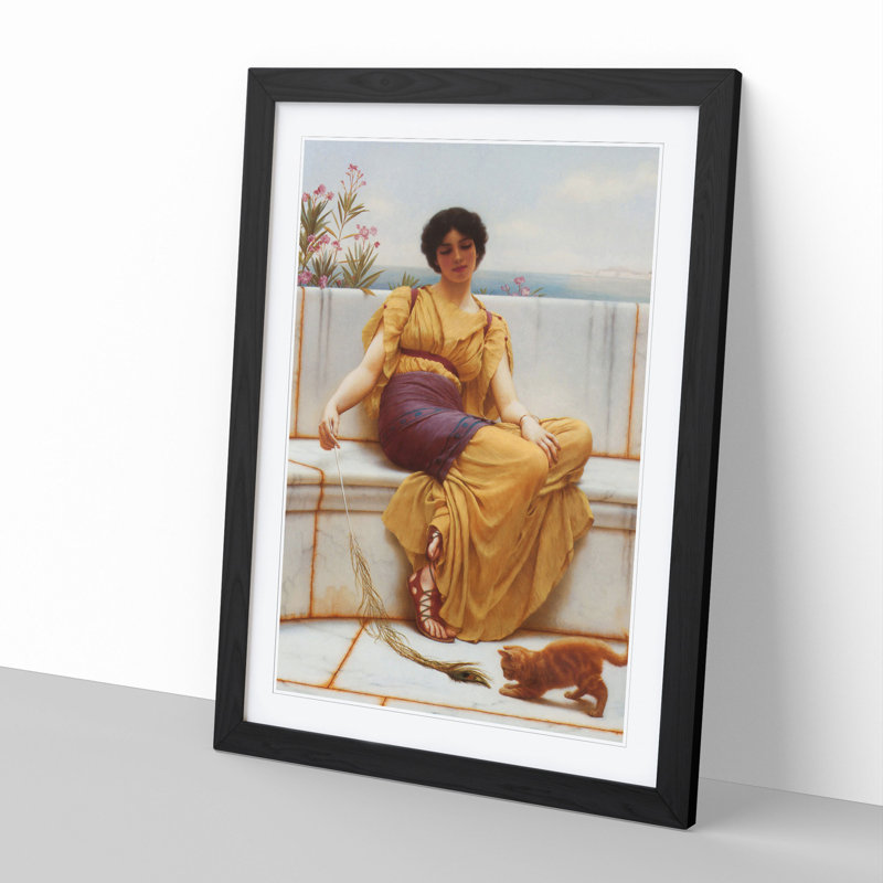 Idleness by John William Godward - Picture Frame Painting, 36cm H x 27cm W x 2cm D, Black Framed