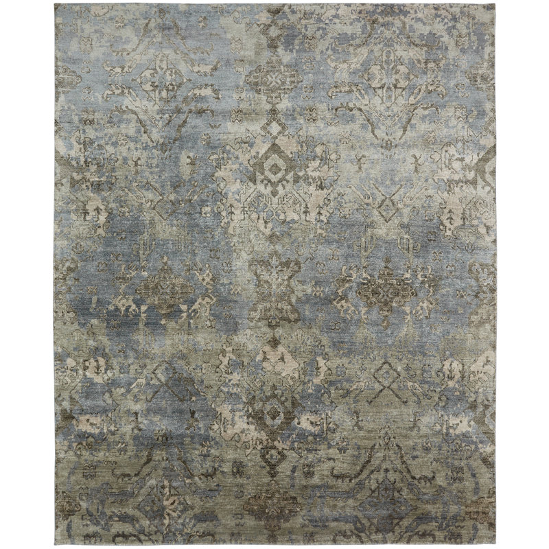 Hand Knotted Area Rug, Rectangle 2' x 3'