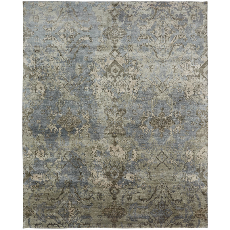 Hand Knotted Area Rug, Rectangle 8' x 10'