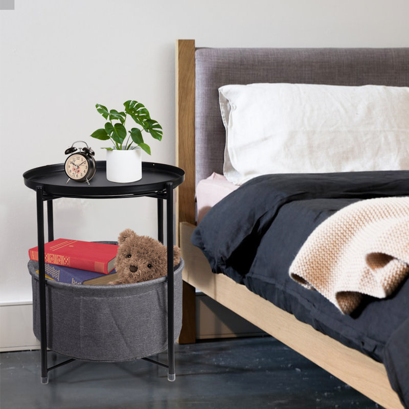 Serik Iron Tray Top End Table, Black