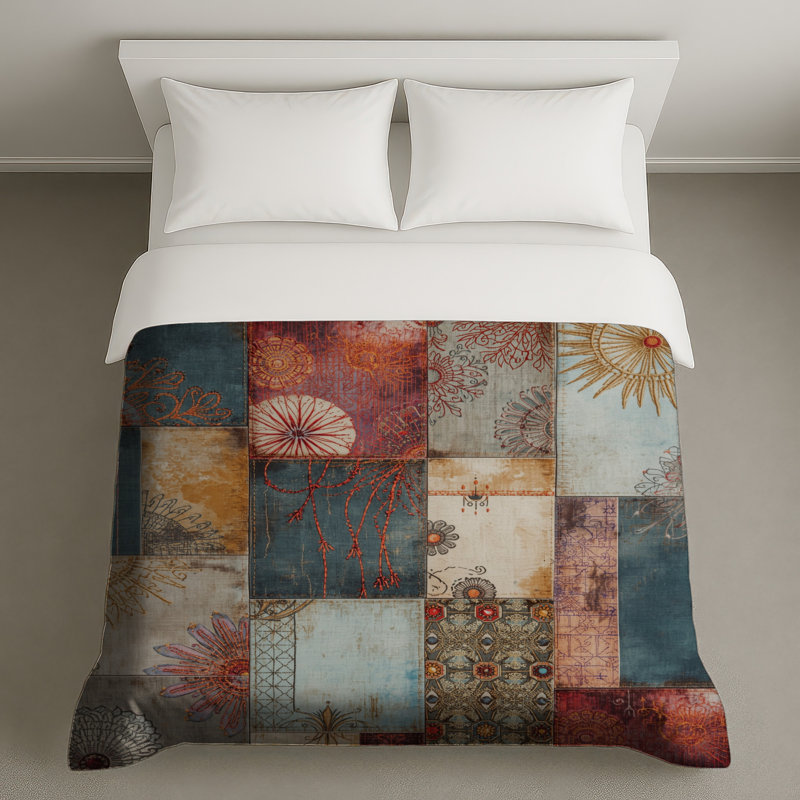 Housses de couette à motif patchwork complexe, Lit simple