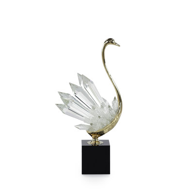 Crystalline Bird Sculpture On Black Base, Small