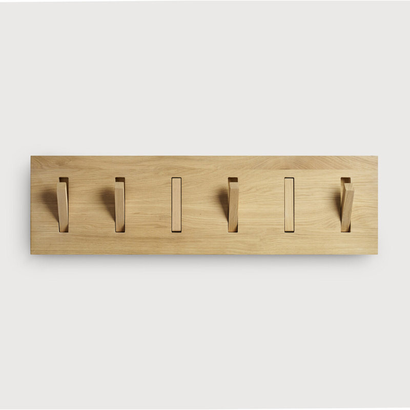 Utilitile 6 - Hook Wall Mounted Coat Rack, Natural Oak