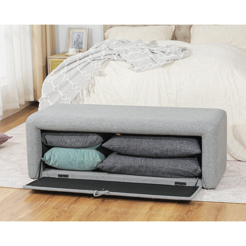 48" Side-opening Storage Ottoman Bench, Gray