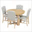 Ensemble de salle à manger rétro 5 pièces avec table ronde extensible et chaises rembourrées pour une expérience culinaire élégante
