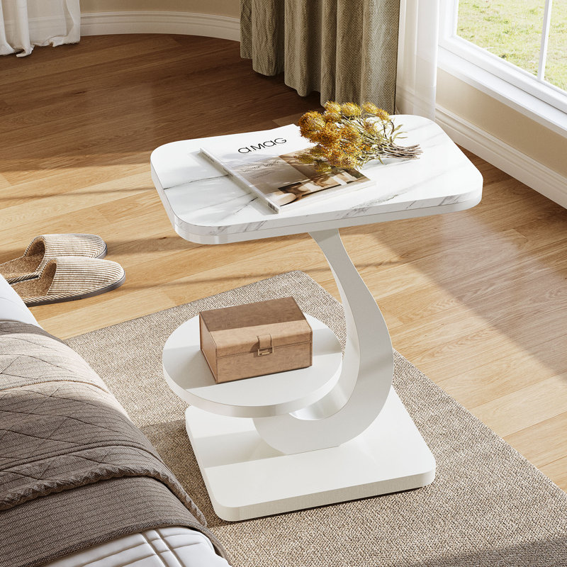 Tray Top Pedestal Side Table Set