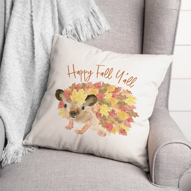  Housse et insert de coussin Happy Fall Hedgehog, H 18 po x l 18 po