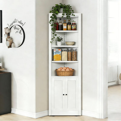 Armoire de rangement de 71 po de hauteur avec 2 portes, armoire en métal à 5 niveaux avec tablettes réglables, rangement de cuisine autoportant pour garde-manger, salon, salle de bain, salle de lavage, meubles peu encombrants